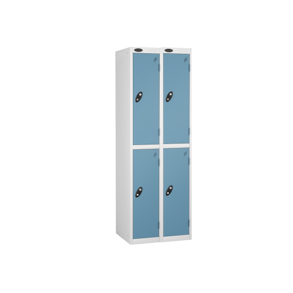 Nest of 2 Metal Storage Lockers | 2 Doors | 1780 x 305 x 305mm | White Carcass | Ocean Door | Cam Lock | Probe