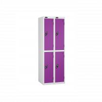 Nest of 2 Metal Storage Lockers | 2 Doors | 1780 x 305 x 305mm | White Carcass | Lilac Door | Cam Lock | Probe