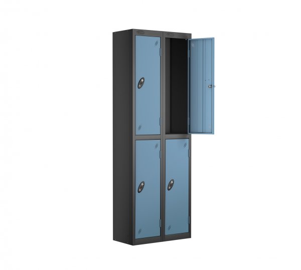 Nest of 2 Metal Storage Lockers | 2 Doors | 1780 x 305 x 305mm | Black Carcass | Ocean Door | Cam Lock | Probe