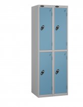 Nest of 2 Metal Storage Lockers | 2 Doors | 1780 x 305 x 305mm | Silver Carcass | Ocean Door | Cam Lock | Probe