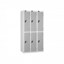 Nest of 3 Metal Storage Lockers | 2 Doors | 1780 x 305 x 305mm | White Carcass | Silver Door | Cam Lock | Probe