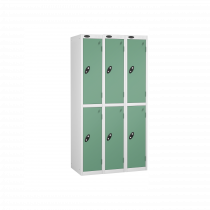 Nest of 3 Metal Storage Lockers | 2 Doors | 1780 x 305 x 305mm | White Carcass | Jade Door | Cam Lock | Probe