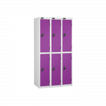 Nest of 3 Metal Storage Lockers | 2 Doors | 1780 x 305 x 305mm | White Carcass | Lilac Door | Cam Lock | Probe