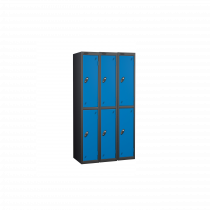 Nest of 3 Metal Storage Lockers | 2 Doors | 1780 x 305 x 305mm | Black Carcass | Blue Door | Cam Lock | Probe