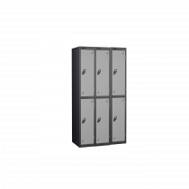 Nest of 3 Metal Storage Lockers | 2 Doors | 1780 x 305 x 305mm | Black Carcass | Silver Door | Cam Lock | Probe