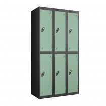 Nest of 3 Metal Storage Lockers | 2 Doors | 1780 x 305 x 305mm | Black Carcass | Jade Door | Cam Lock | Probe