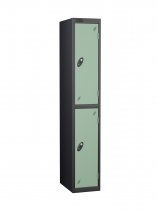 Single Metal Storage Locker | 2 Doors | 1780 x 305 x 380mm | Black Carcass | Jade Door | Cam Lock | Probe