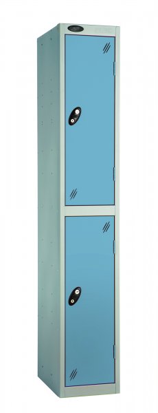 Single Metal Storage Locker | 2 Doors | 1780 x 305 x 380mm | Silver Carcass | Ocean Door | Cam Lock | Probe