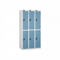 Nest of 3 Metal Storage Lockers | 2 Doors | 1780 x 305 x 380mm | White Carcass | Ocean Door | Cam Lock | Probe