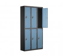 Nest of 3 Metal Storage Lockers | 2 Doors | 1780 x 305 x 380mm | Black Carcass | Ocean Door | Cam Lock | Probe