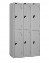 Nest of 3 Metal Storage Lockers | 2 Doors | 1780 x 305 x 380mm | Silver Carcass | Silver Door | Cam Lock | Probe