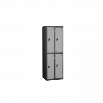 Nest of 2 Metal Storage Lockers | 2 Doors | 1780 x 305 x 460mm | Black Carcass | Silver Door | Cam Lock | Probe