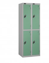 Nest of 2 Metal Storage Lockers | 2 Doors | 1780 x 305 x 460mm | Silver Carcass | Jade Door | Cam Lock | Probe