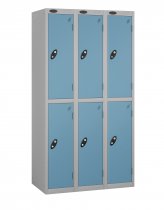 Nest of 3 Metal Storage Lockers | 2 Doors | 1780 x 305 x 460mm | Silver Carcass | Ocean Door | Cam Lock | Probe