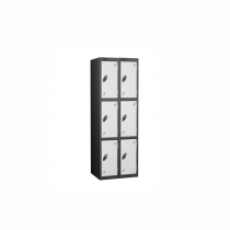 Nest of 2 Metal Storage Lockers | 3 Doors | 1780 x 305 x 305mm | Black Carcass | White Door | Cam Lock | Probe