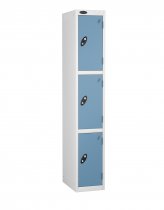 Single Metal Storage Locker | 3 Doors | 1780 x 305 x 380mm | White Carcass | Ocean Door | Cam Lock | Probe