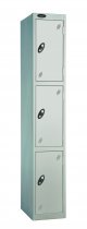 Single Metal Storage Locker | 3 Doors | 1780 x 305 x 380mm | Silver Carcass | Silver Door | Cam Lock | Probe