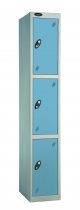 Single Metal Storage Locker | 3 Doors | 1780 x 305 x 380mm | Silver Carcass | Ocean Door | Cam Lock | Probe