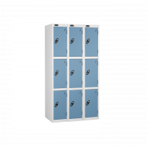 Nest of 3 Metal Storage Lockers | 3 Doors | 1780 x 305 x 380mm | White Carcass | Ocean Door | Cam Lock | Probe