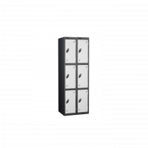 Nest of 2 Metal Storage Lockers | 3 Doors | 1780 x 460 x 460mm | Black Carcass | White Door | Hasp & Staple Lock | Probe