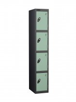 Single Metal Storage Locker | 4 Doors | 1780 x 305 x 305mm | Black Carcass | Jade Door | Cam Lock | Probe