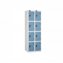 Nest of 2 Metal Storage Lockers | 4 Doors | 1780 x 305 x 305mm | White Carcass | Ocean Door | Cam Lock | Probe