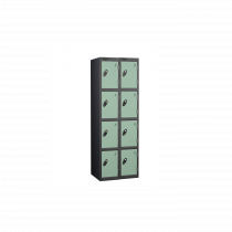 Nest of 2 Metal Storage Lockers | 4 Doors | 1780 x 305 x 305mm | Black Carcass | Jade Door | Cam Lock | Probe