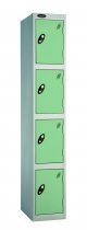 Single Metal Storage Locker | 4 Doors | 1780 x 305 x 380mm | Silver Carcass | Jade Door | Cam Lock | Probe