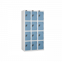 Nest of 3 Metal Storage Lockers | 4 Doors | 1780 x 305 x 380mm | White Carcass | Ocean Door | Cam Lock | Probe