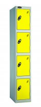 Single Metal Storage Locker | 4 Doors | 1780 x 305 x 460mm | Silver Carcass | Lemon Door | Cam Lock | Probe