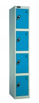 Single Metal Storage Locker | 4 Doors | 1780 x 380 x 460mm | Silver Carcass | Blue Door | Cam Lock | Probe