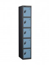 Single Metal Storage Locker | 5 Doors | 1780 x 305 x 305mm | Black Carcass | Ocean Door | Cam Lock | Probe