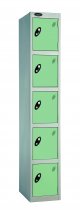 Single Metal Storage Locker | 5 Doors | 1780 x 305 x 305mm | Silver Carcass | Jade Door | Cam Lock | Probe