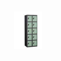 Nest of 2 Metal Storage Lockers | 5 Doors | 1780 x 305 x 305mm | Black Carcass | Jade Door | Cam Lock | Probe