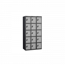 Nest of 3 Metal Storage Lockers | 5 Doors | 1780 x 305 x 305mm | Black Carcass | Silver Door | Cam Lock | Probe