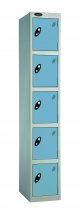 Single Metal Storage Locker | 5 Doors | 1780 x 305 x 380mm | Silver Carcass | Ocean Door | Cam Lock | Probe