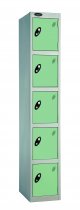 Single Metal Storage Locker | 5 Doors | 1780 x 305 x 380mm | Silver Carcass | Jade Door | Cam Lock | Probe