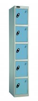 Single Metal Storage Locker | 5 Doors | 1780 x 305 x 460mm | Silver Carcass | Ocean Door | Cam Lock | Probe