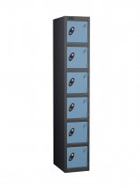 Single Metal Storage Locker | 6 Doors | 1780 x 305 x 305mm | Black Carcass | Ocean Door | Cam Lock | Probe