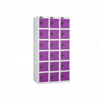 Nest of 3 Metal Storage Lockers | 6 Doors | 1780 x 305 x 305mm | White Carcass | Lilac Door | Cam Lock | Probe