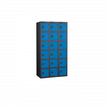 Nest of 3 Metal Storage Lockers | 6 Doors | 1780 x 305 x 305mm | Black Carcass | Blue Door | Cam Lock | Probe