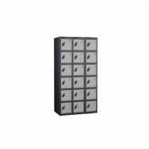 Nest of 3 Metal Storage Lockers | 6 Doors | 1780 x 305 x 305mm | Black Carcass | Silver Door | Cam Lock | Probe