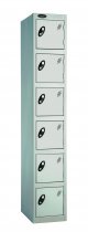 Single Metal Storage Locker | 6 Doors | 1780 x 305 x 380mm | Silver Carcass | Silver Door | Cam Lock | Probe