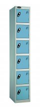 Single Metal Storage Locker | 6 Doors | 1780 x 305 x 460mm | Silver Carcass | Ocean Door | Cam Lock | Probe