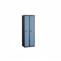 Nest of 2 Metal Storage Lockers | Single Door | 1780 x 305 x 305mm | Black Carcass | Ocean Door | Hasp & Staple Lock | Probe