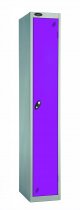 Single Metal Storage Locker | Single Door | 1780 x 305 x 460mm | Silver Carcass | Lilac Door | Hasp & Staple Lock | Probe