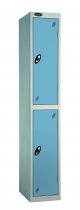 Single Metal Storage Locker | 2 Doors | 1780 x 305 x 305mm | Silver Carcass | Ocean Door | Hasp & Staple Lock | Probe