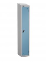 Single Metal Storage Locker | Single Door | 1780 x 305 x 305mm | Silver Carcass | Ocean Door | Cam Lock | Sloping Top | Probe