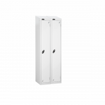 Nest of 2 Metal Storage Lockers | Single Door | 1780 x 305 x 305mm | White Carcass | White Door | Cam Lock | Sloping Top | Probe