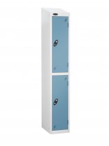 Single Metal Storage Locker | 2 Doors | 1780 x 305 x 305mm | White Carcass | Ocean Door | Cam Lock | Sloping Top | Probe